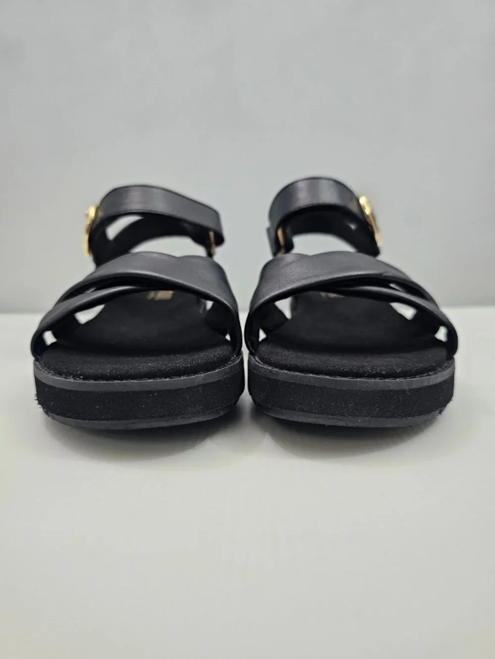 Munro Knox Sandal Womens 9.5 Black Leather Chunky Lug Sole Platform Comfort